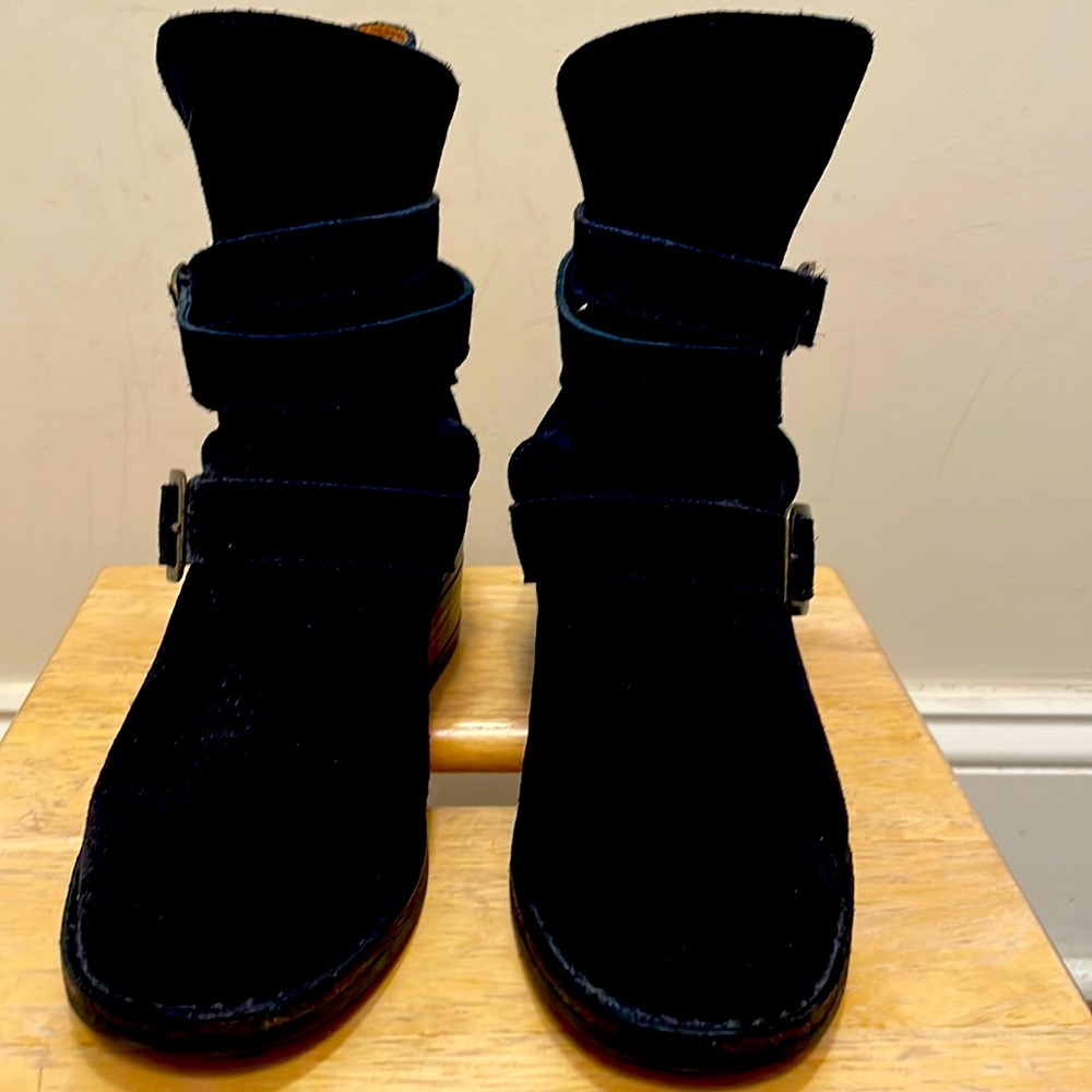 Fiorentini + Baker Suede Mid-Calf Moto Boots